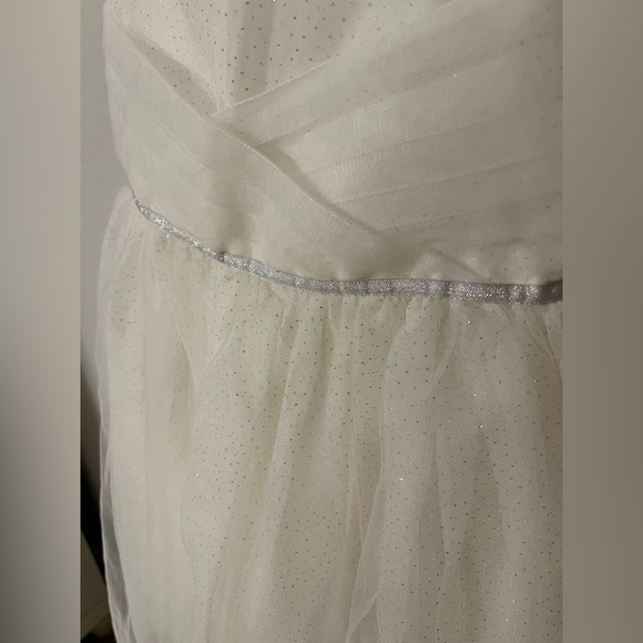 Janie and Jack 12 Ivory White Pleated Shimmer Tulle Starry Night Formal Dress - Picture 4 of 9